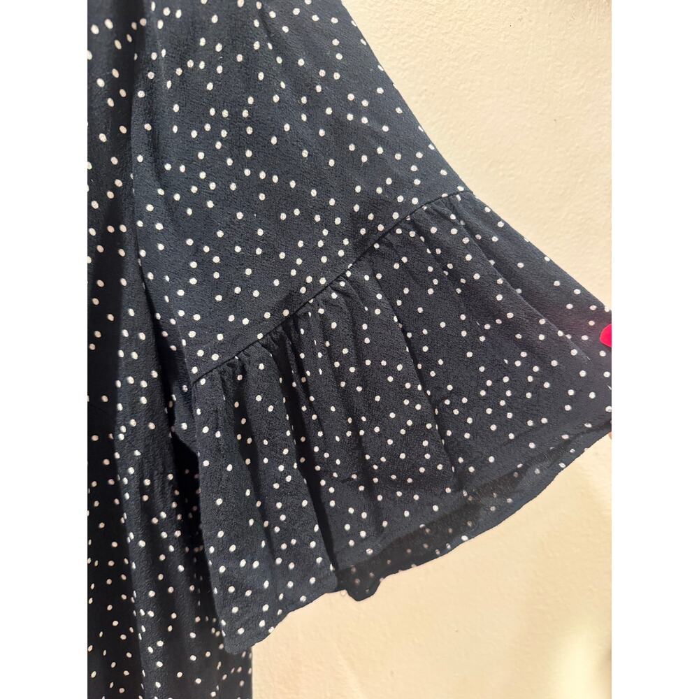 Madewell Black Flutter Sleeve Polka Dot Mini Shift Dress - Size 12 - Picture 4 of 7